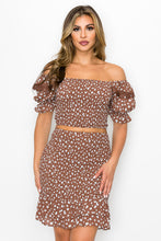 Load image into Gallery viewer, Smocking Ruffled Printed Top &amp; Skirts Set
